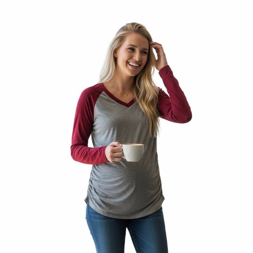 The Unbranded Brand Oakgarden Long Sleeve Shirt Sz Small Gray With Red Sleeves Size S / US 4 / IT 40 - 1 Thumbnail