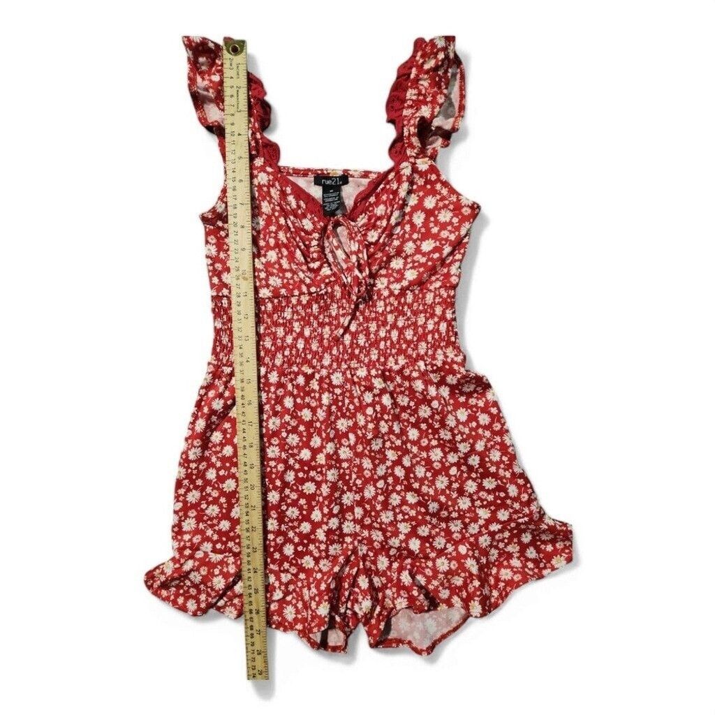 rue21 Rue21 Womens Romper XS Red Floral Size 25" / US 0 / IT 36 - 4 Thumbnail