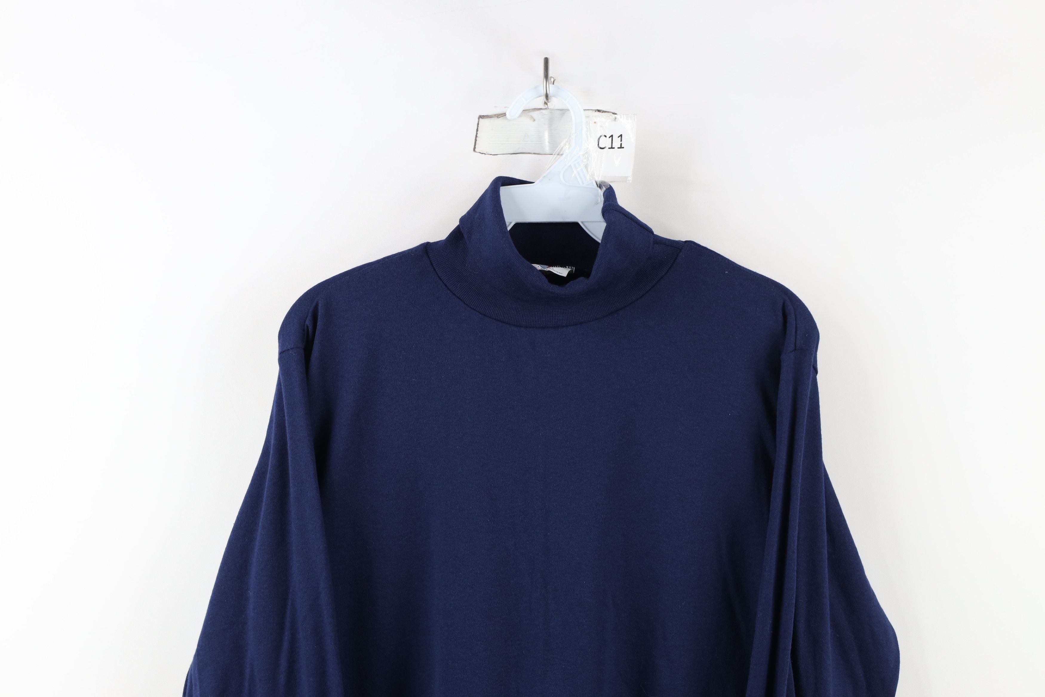 Vintage Vintage 70s Streetwear Turtleneck T-Shirt Navy Blue USA Size L / US 10 / IT 46 - 2 Thumbnail