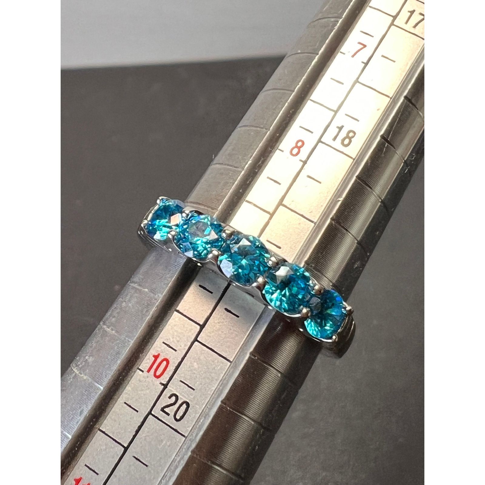 Other 5 stone blue CZ rhodium over Sterling silver ring size 9 Size ONE SIZE - 4 Thumbnail