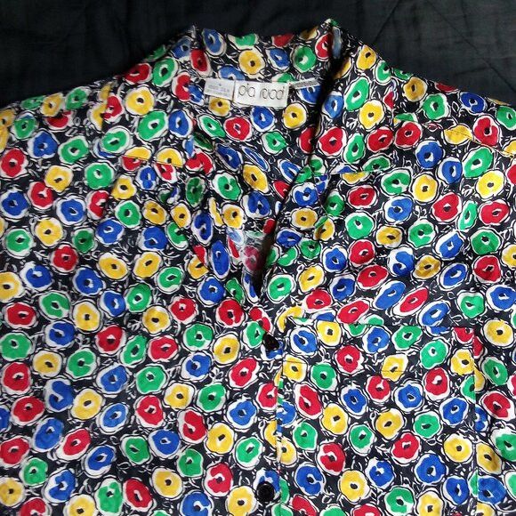 Other Vintage Pia Rucci Abstract Donut Rings Silk Button Shirt Size M / US 6-8 / IT 42-44 - 1 Thumbnail