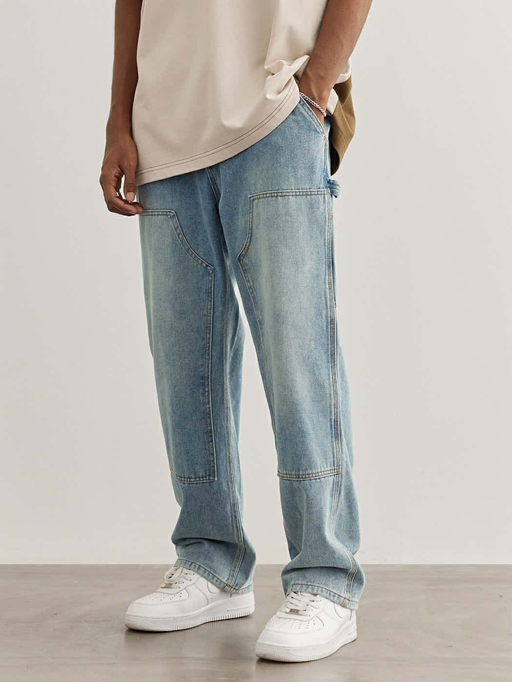 y2k washed faded carpenter baggy jeans