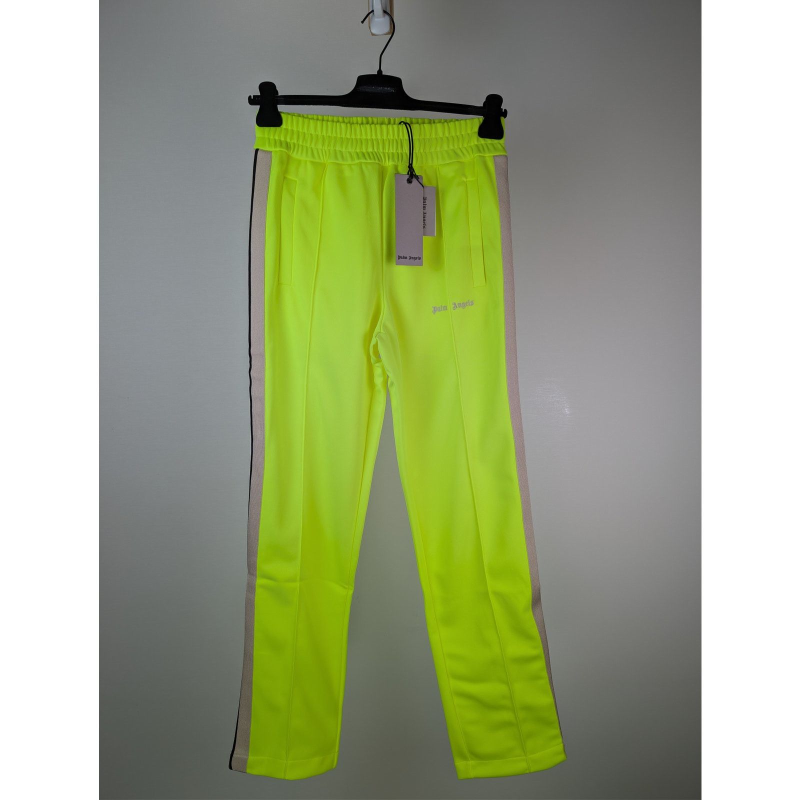 Palm Angels o1rshd1 Classic Logo Track Pants in Yellow Fluo / Off White Size US 32 / EU 48 - 1 Thumbnail