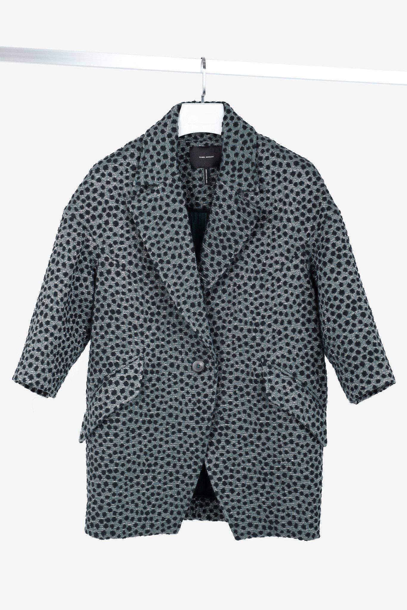 Isabel Marant Isabel Marant Albury Teal Metallic Spotted-Jacquard Jacket Size S / US 4 / IT 40 - 1 Thumbnail