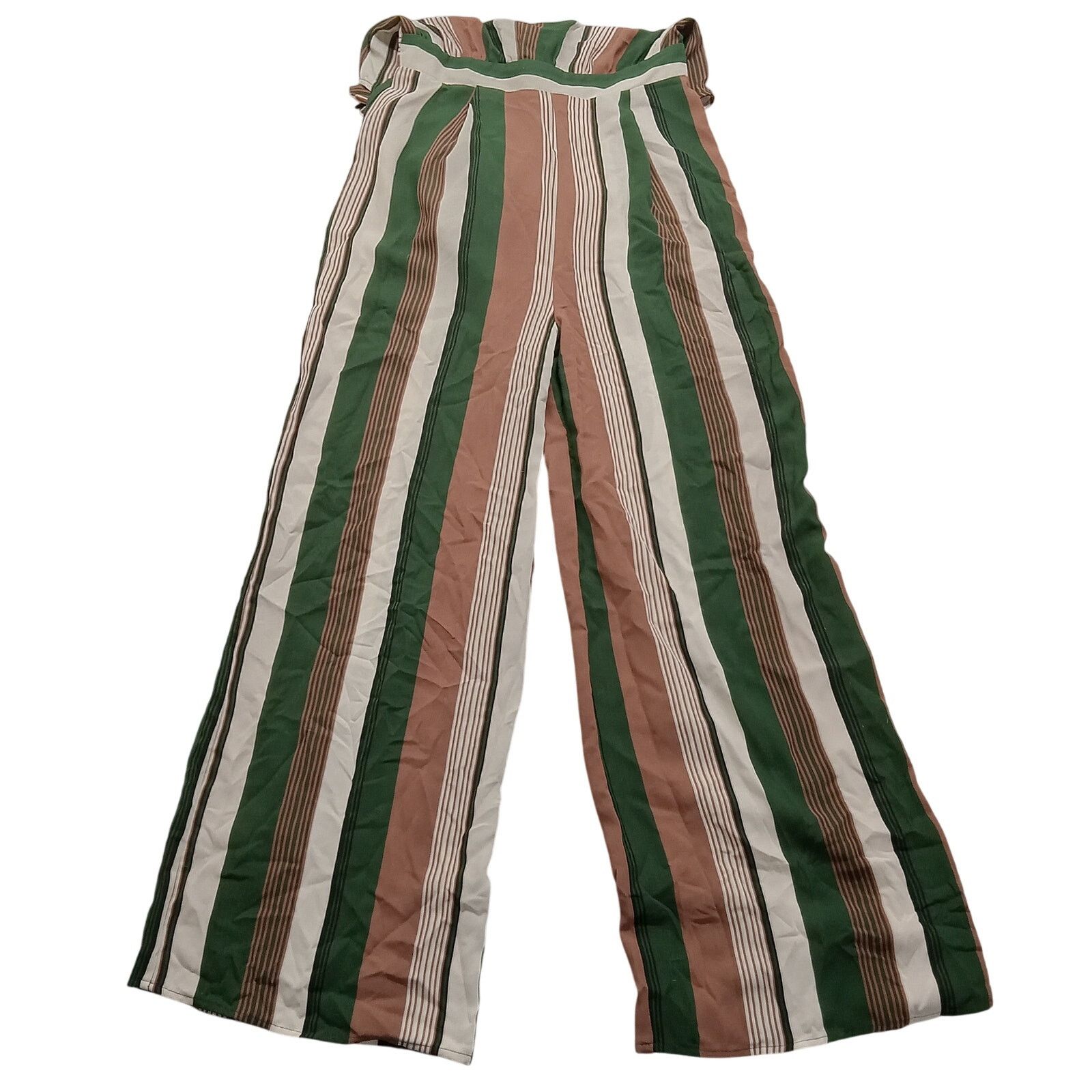 & Other Stories Mine Romper M Green Stripe Back Zip Tie Polyester Size 28" / US 6 / IT 42 - 3 Thumbnail