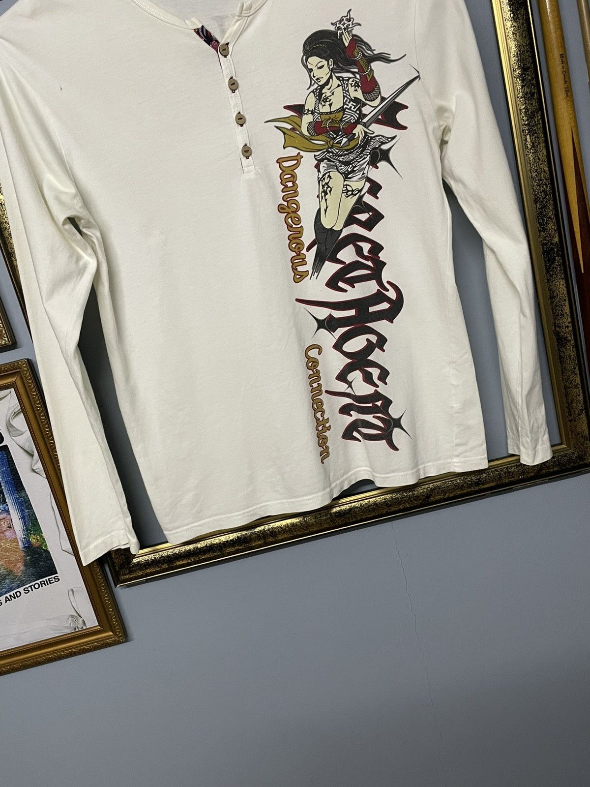 Vintage 90s Japan Designer Bullet Noise Yakuza Art Work Tee main image 1