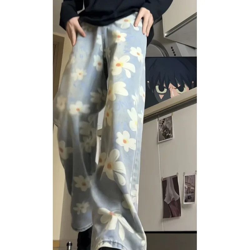 Jean Floral Jeans Size US 33 - 1 Thumbnail