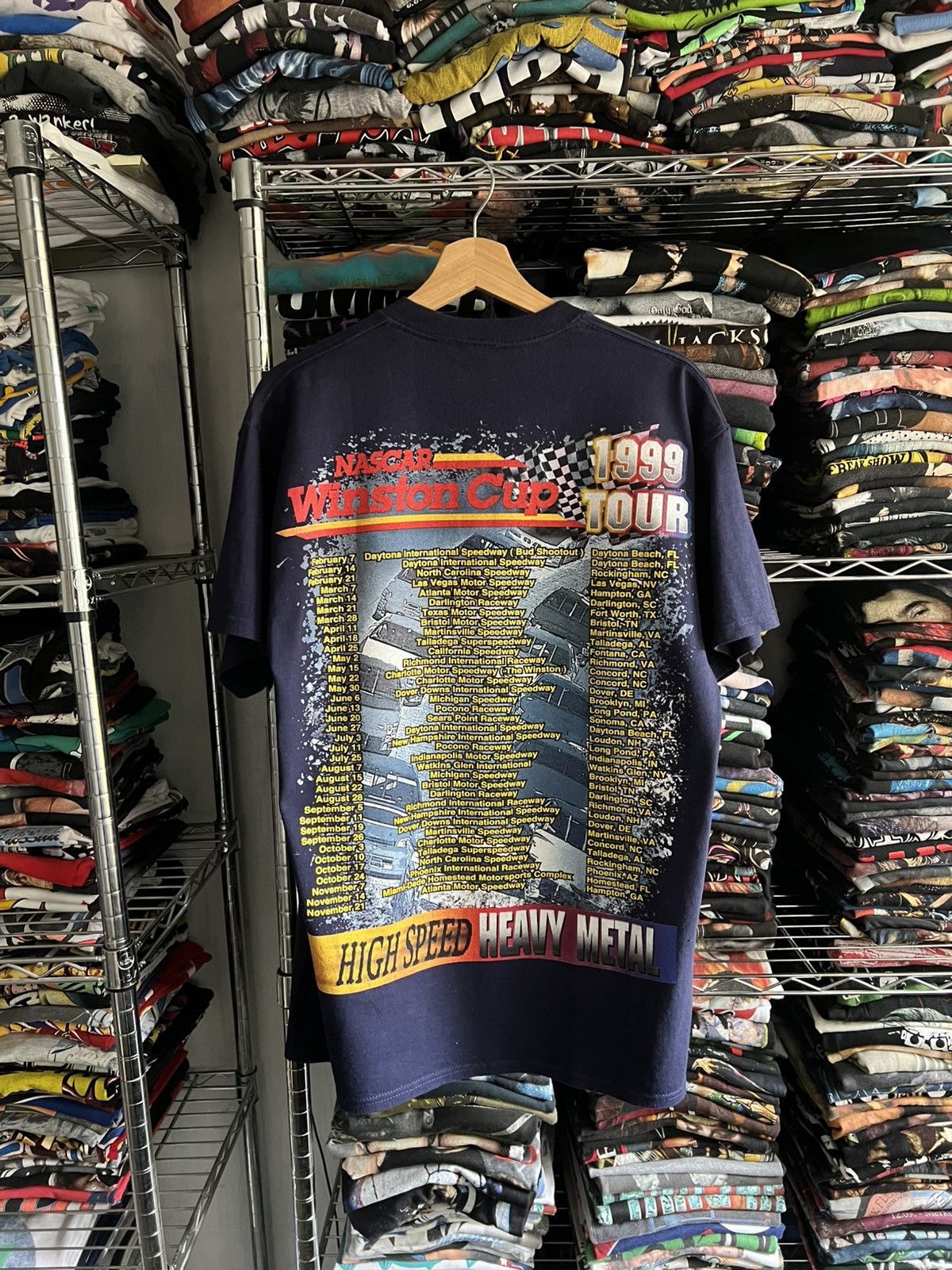 NASCAR 1999 Winston Cup High Speed Heavy Metal Tour Racing Tee Size US L / EU 52-54 / 3 - 2 Thumbnail