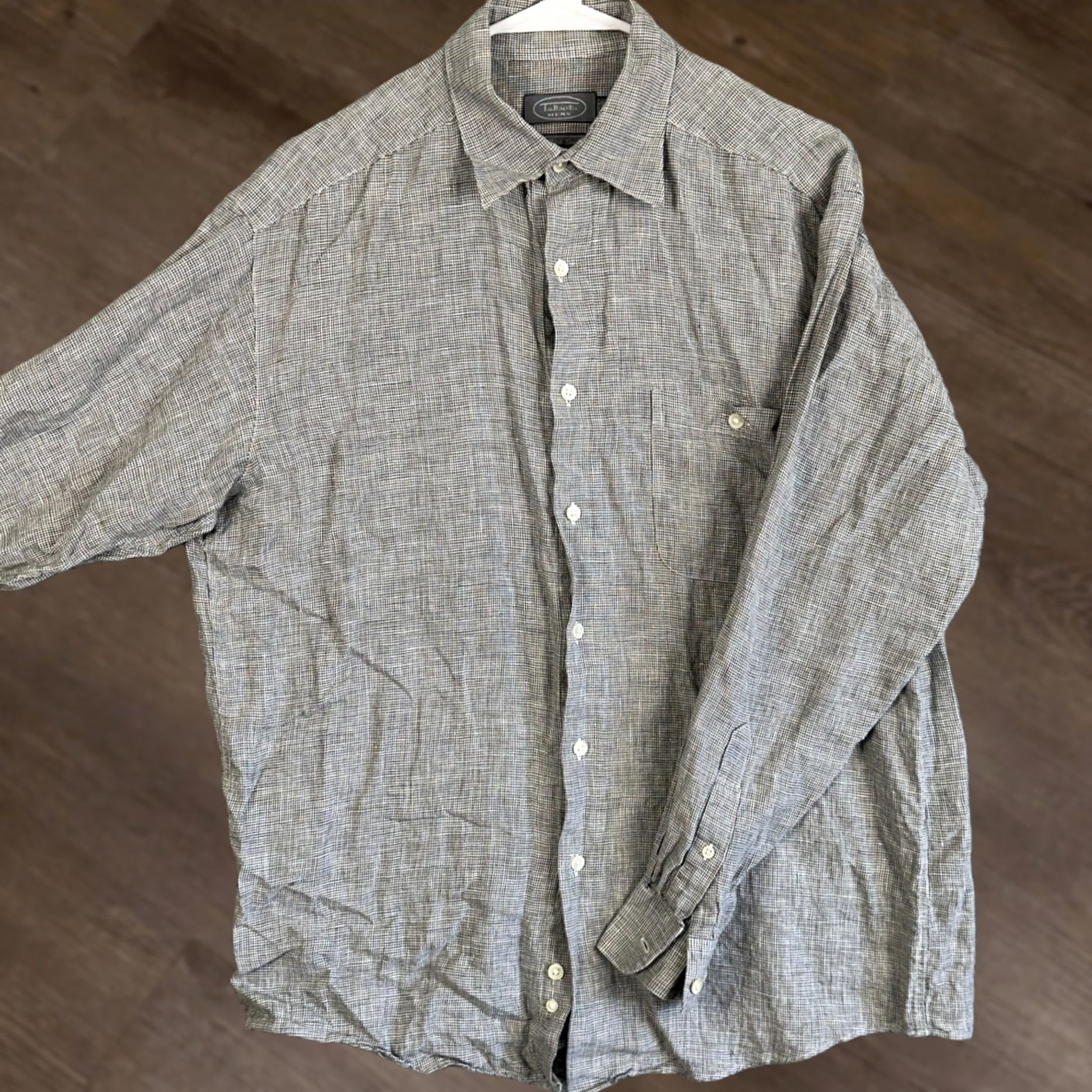Talbots Talbots 100% Linen Shirt Button Up Mens Medium White Gray Houndstooth Button Up Shirt Mens Medium White Size US M / EU 48-50 / 2 - 1 Thumbnail