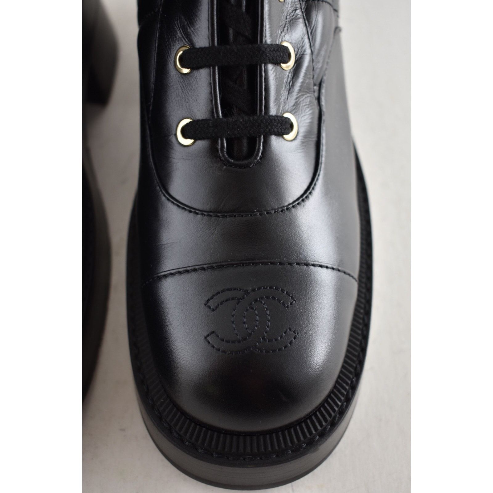 Chanel Chanel Black Quilted Leather Combat Lace Up Tall Boots 38.5 Size US 8.5 / IT 38.5 - 11 Thumbnail