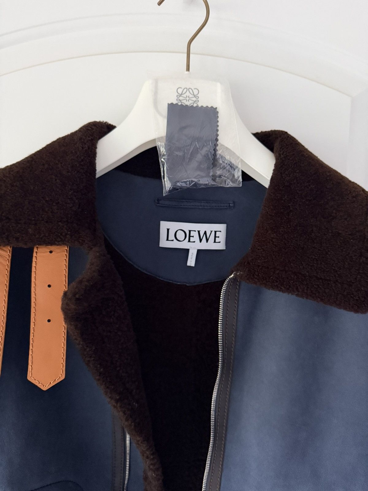 Loewe Loewe Blue Leather Brown Shearling Jacket Size US L / EU 52-54 / 3 - 21 Thumbnail