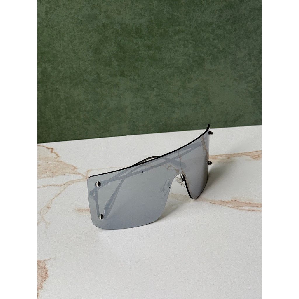 Alexander McQueen NEW Alexander McQueen AM0412S Silver Mirror Mask Sunglasses Size ONE SIZE - 9 Thumbnail