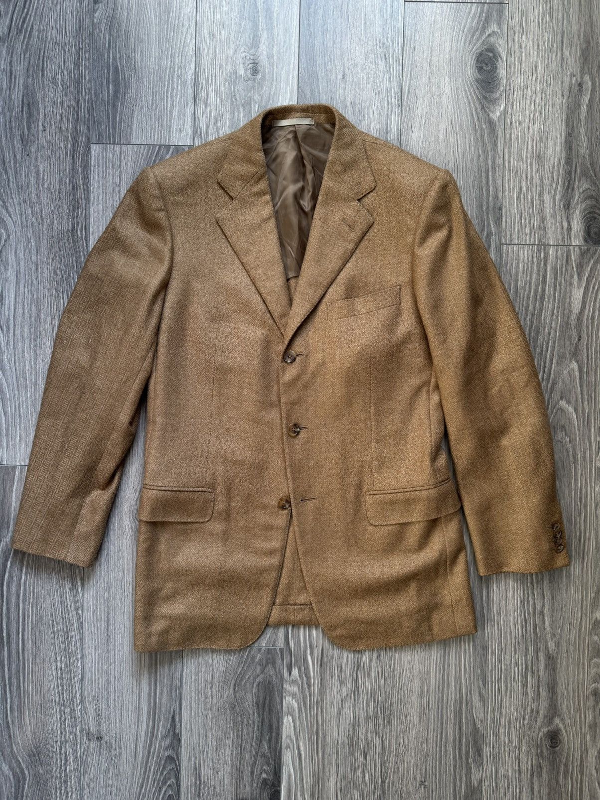 Ermenegildo Zegna Ermenegildo Zegna lana/camello/silk blazer jacket 48R Size 48R - 1 Thumbnail