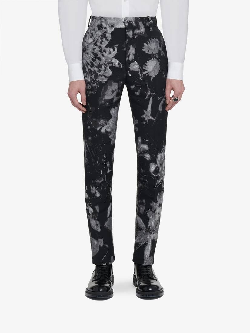 Alexander McQueen o1w1db10925 Wax Flower Cigarette Trousers in Black/Silver Size US 38 / EU 54 - 5 Thumbnail