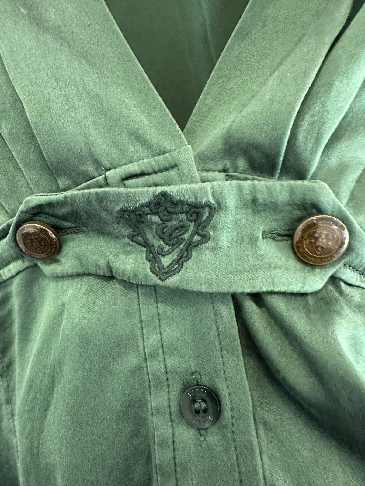 Gucci Vintage Gucci Blouse in Green Silk Size S / US 4 / IT 40 - 3 Thumbnail