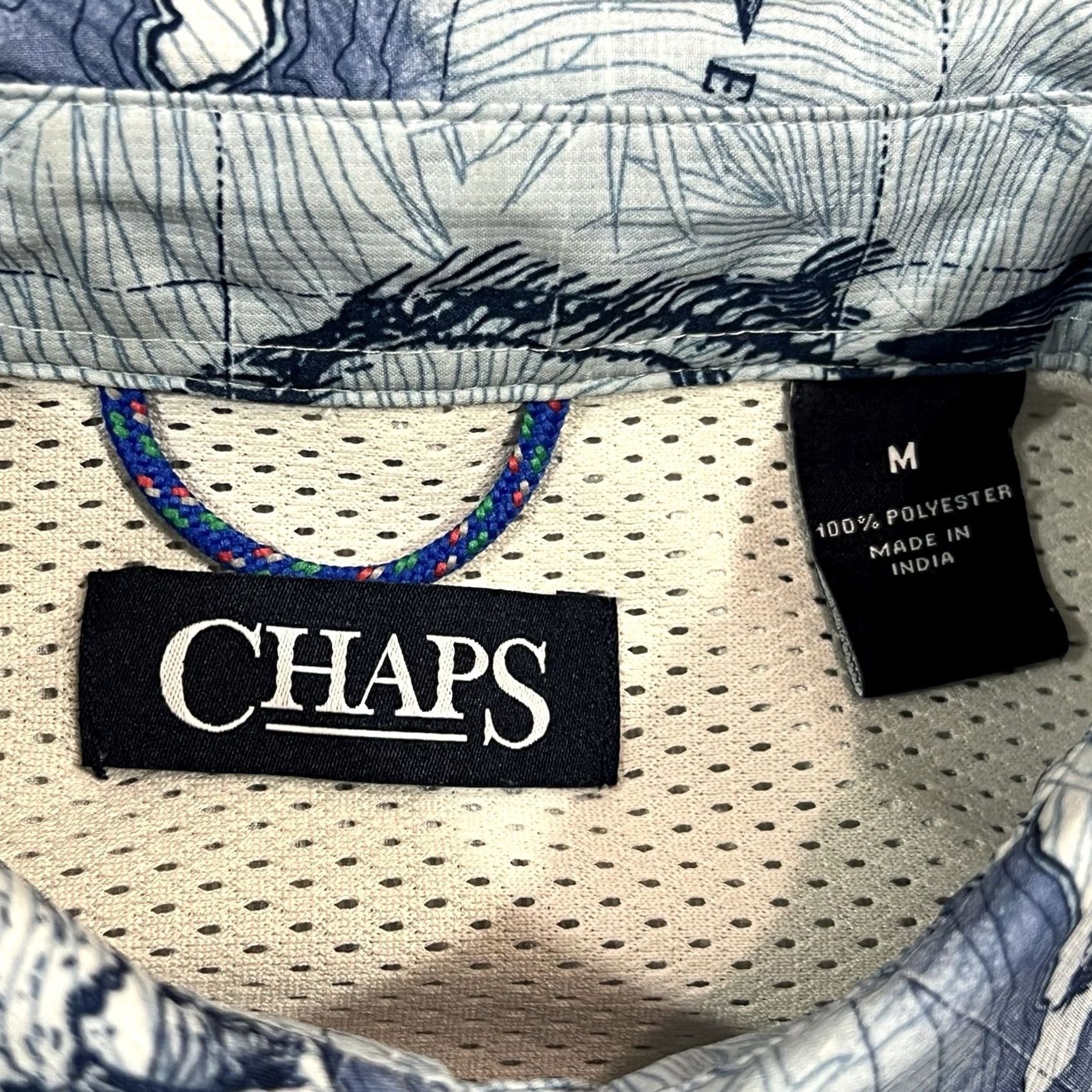 Chaps Chaps Hawaiian Shirt Mens M Blue Button Down Fishing Islands Swordfish Skeleton Size US M / EU 48-50 / 2 - 3 Thumbnail