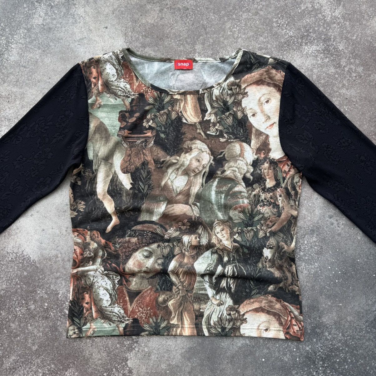 Hysteric Glamour Virgin Maria Printed Vintage Y2K Mesh 3/4 Sleeve Top Size M / US 6-8 / IT 42-44 - 2 Thumbnail