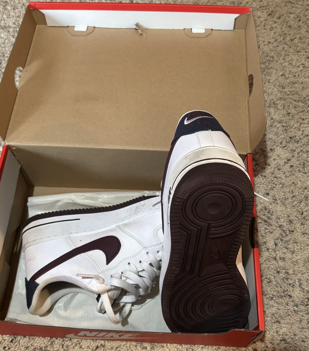 Nike 2019 Air Force 1 '07 LV8 'White Night Maroon' Size US 9.5 / EU 42-43 - 4 Thumbnail