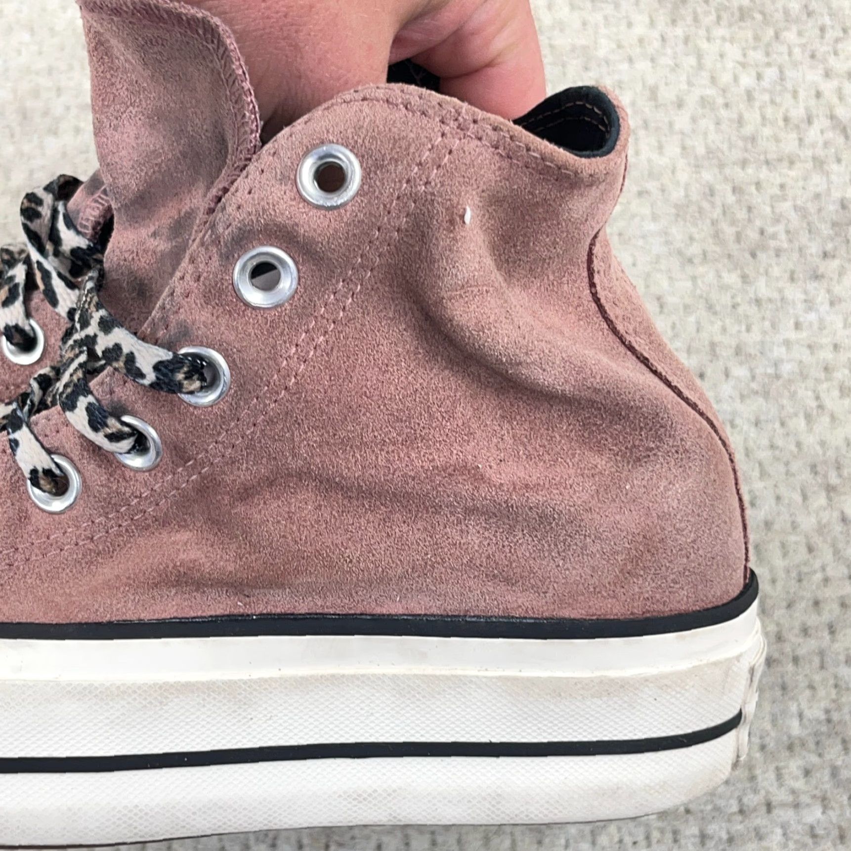 Converse VINTAGE Converse Chuck 70 High Lift All Star Sneakers Womens 6 Mauve Suede Leopard Laces Size US 6 / IT 36 - 6 Thumbnail