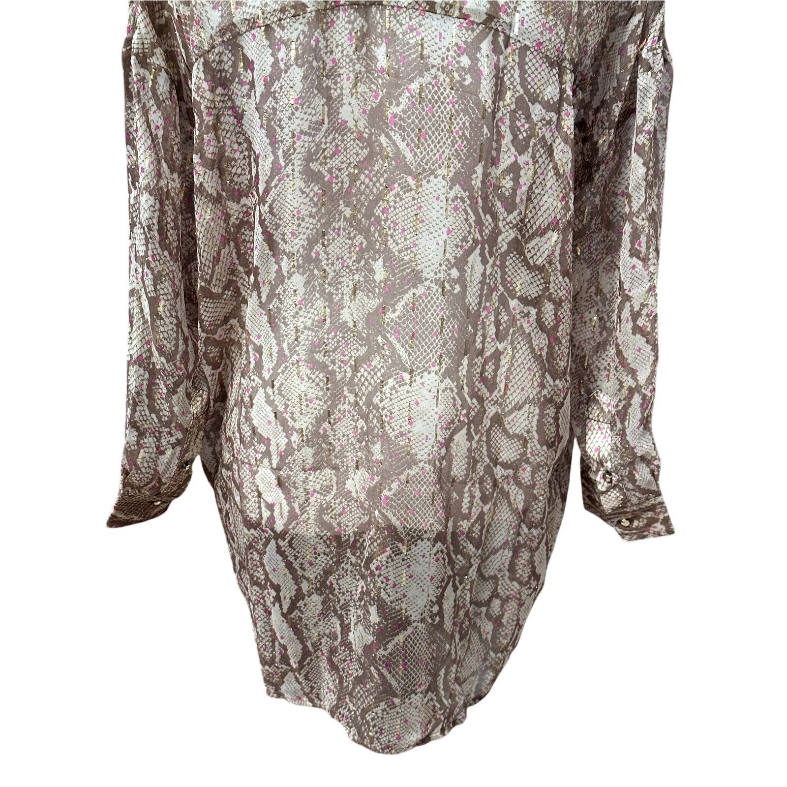 River Island River Island Collared Shirt Button-Up Snake High Low Small Size S / US 4 / IT 40 - 6 Thumbnail