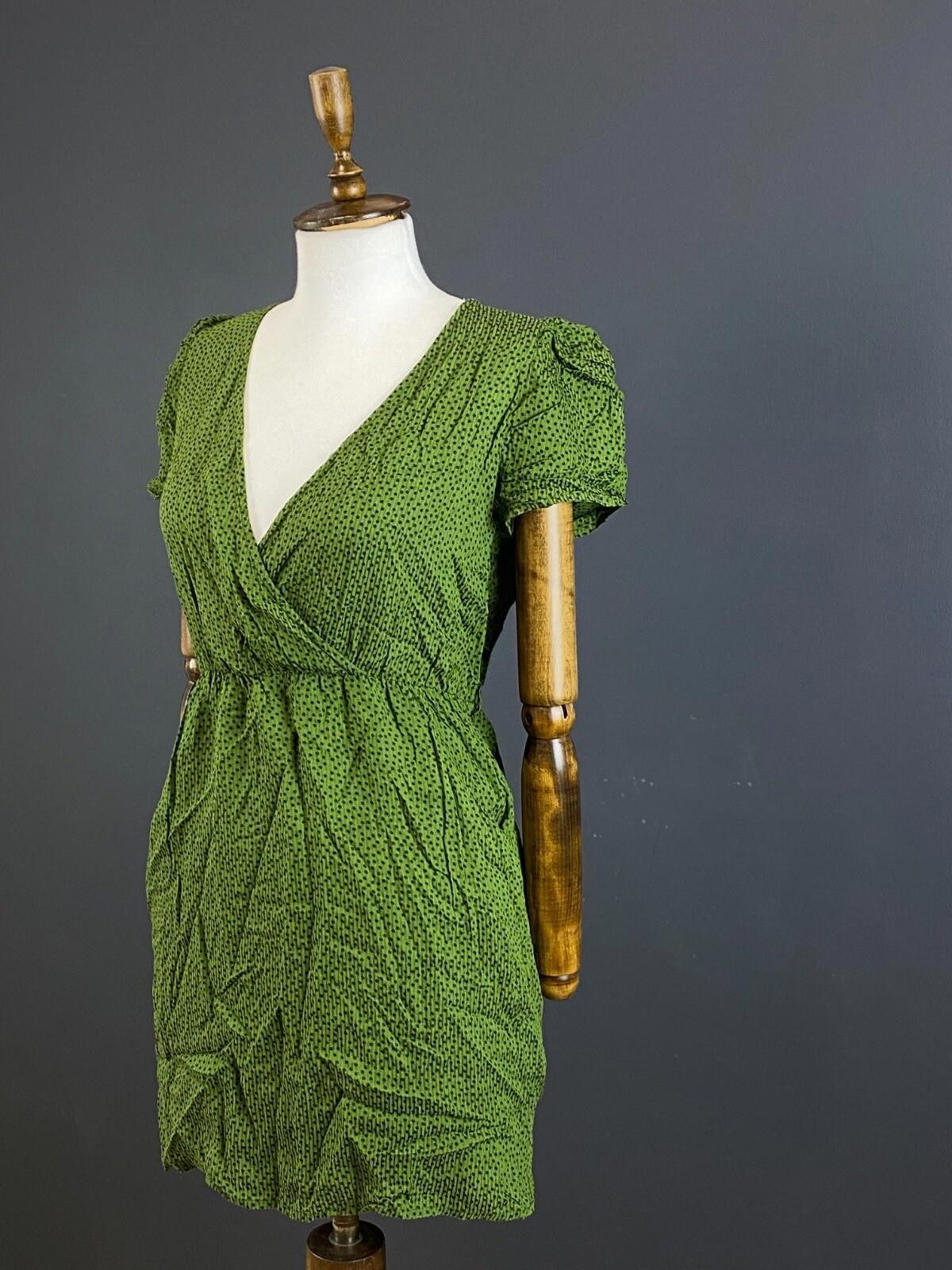 Gianni Valentino Ganni Green Dotty Short Sleeve V-Neck Peged Dress Size M Size M / US 6-8 / IT 42-44 - 5 Thumbnail