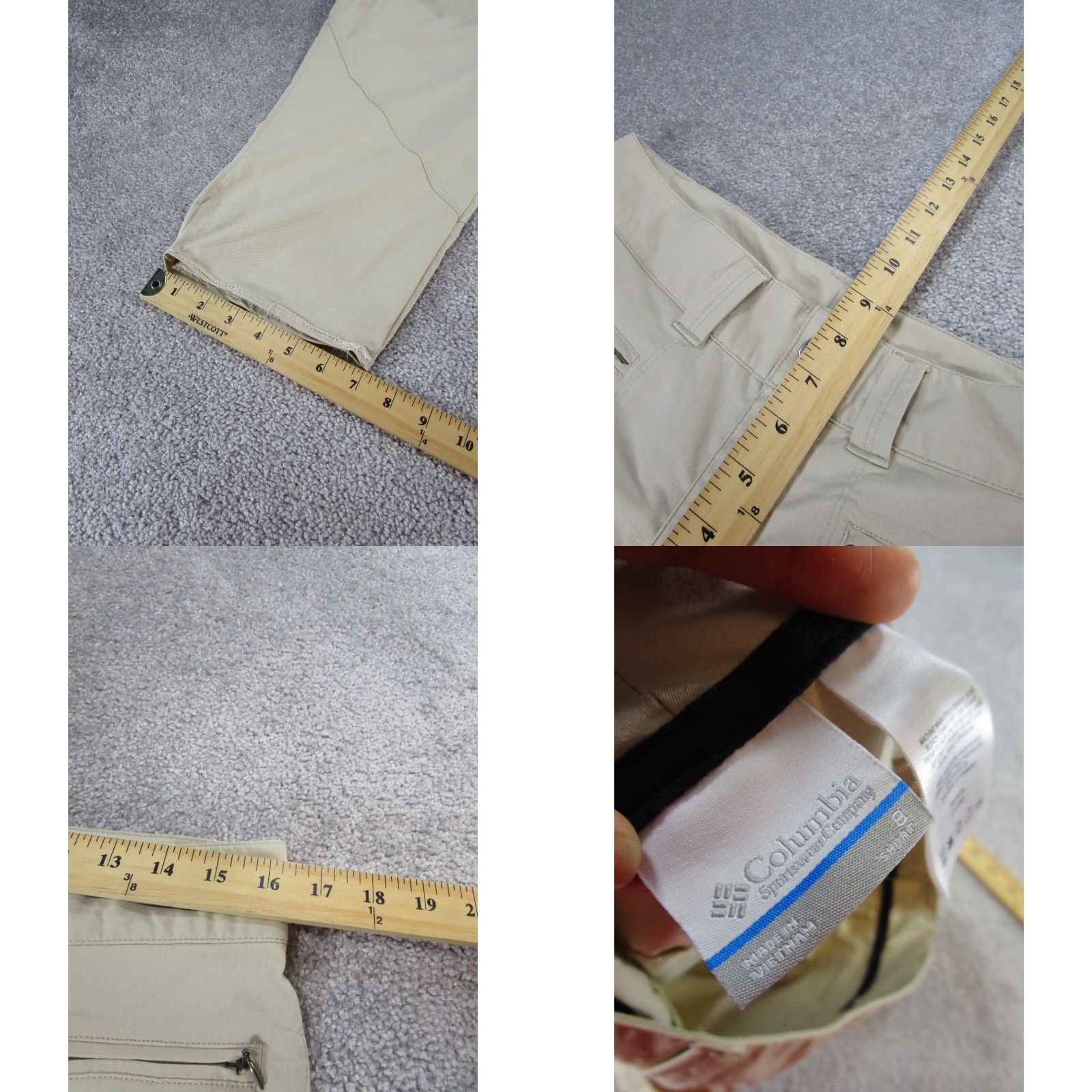 Vintage Columbia Pants Womens 8 Short Beige Nylon Carpi Hiking Size 30" / US 8 / IT 44 - 8 Thumbnail
