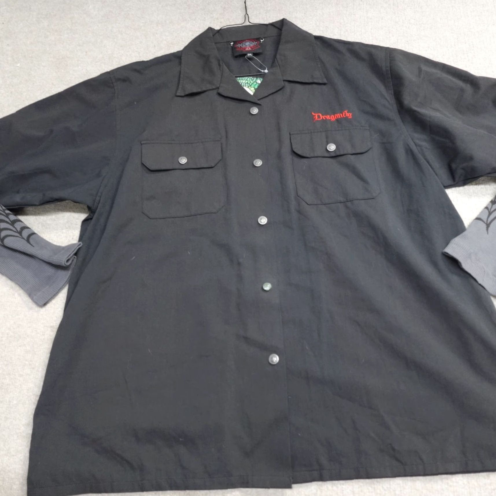 Vintage Dragonfly Shirt Black L Button-Up Men Long Sleeve Sleeves Spiderweb Roadhouse 2XL? Size US L / EU 52-54 / 3 - 4 Thumbnail