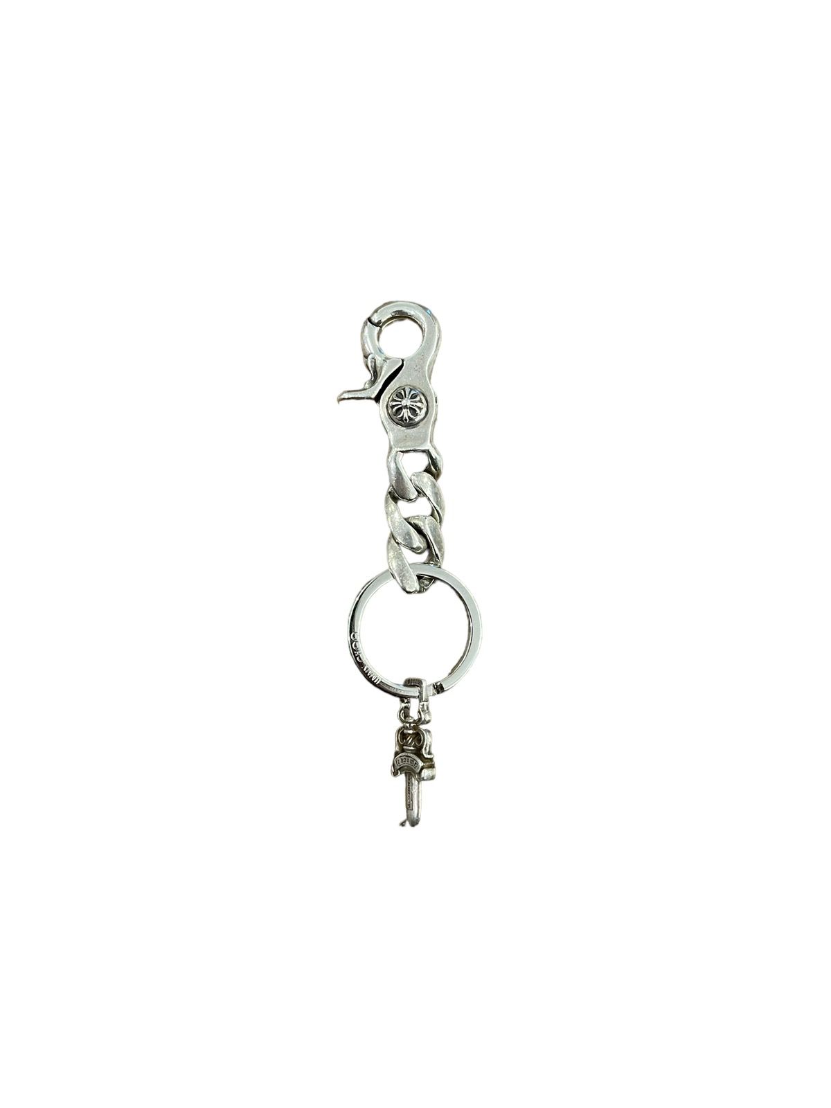 Pre-owned Chrome Hearts Cuban Link Key Chain In Silver