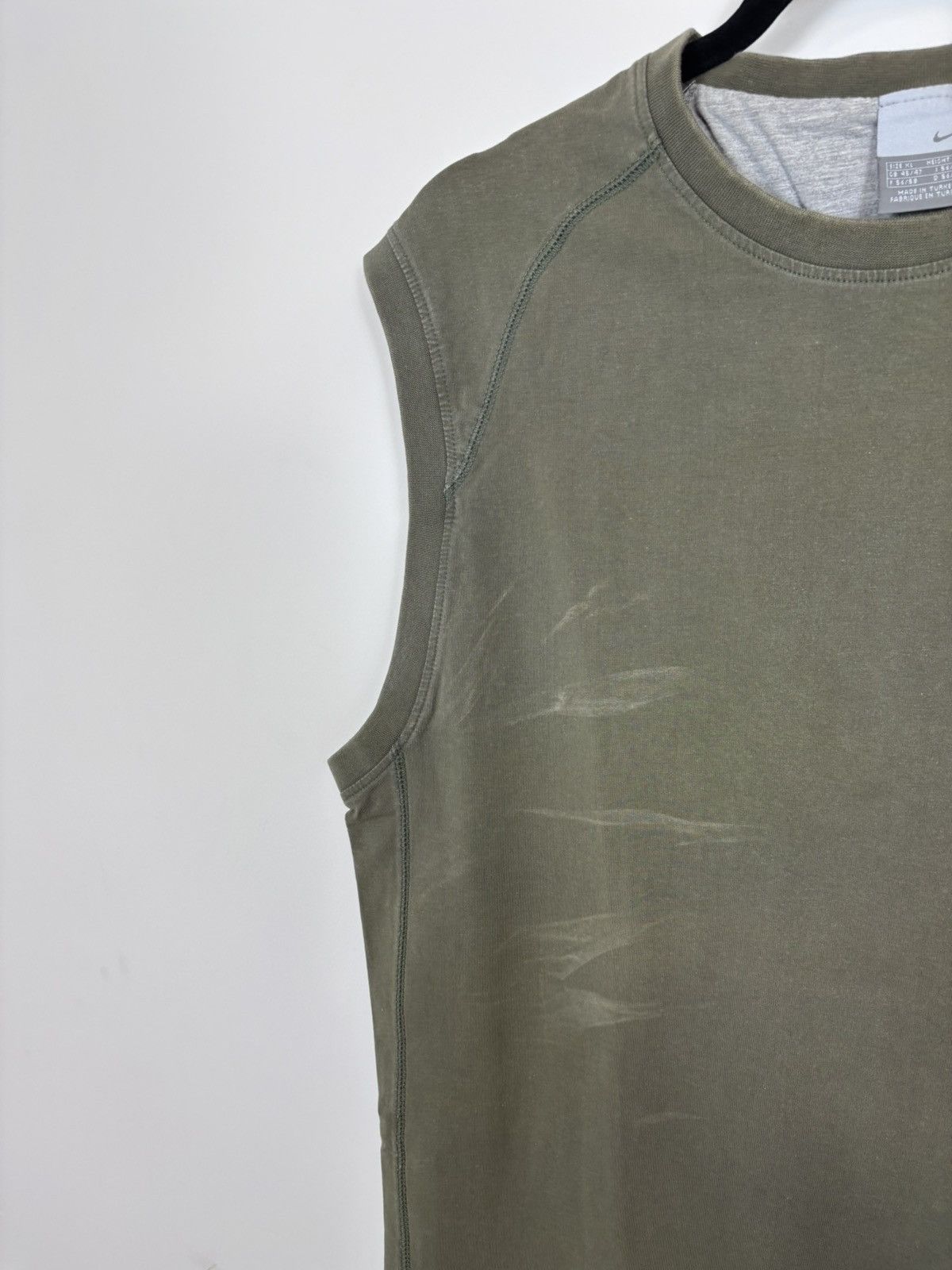 Nike Vintage Nike Y2K Khaki Green Swoosh Sleeveless Tank Top Tee Size US XL / EU 56 / 4 - 3 Thumbnail
