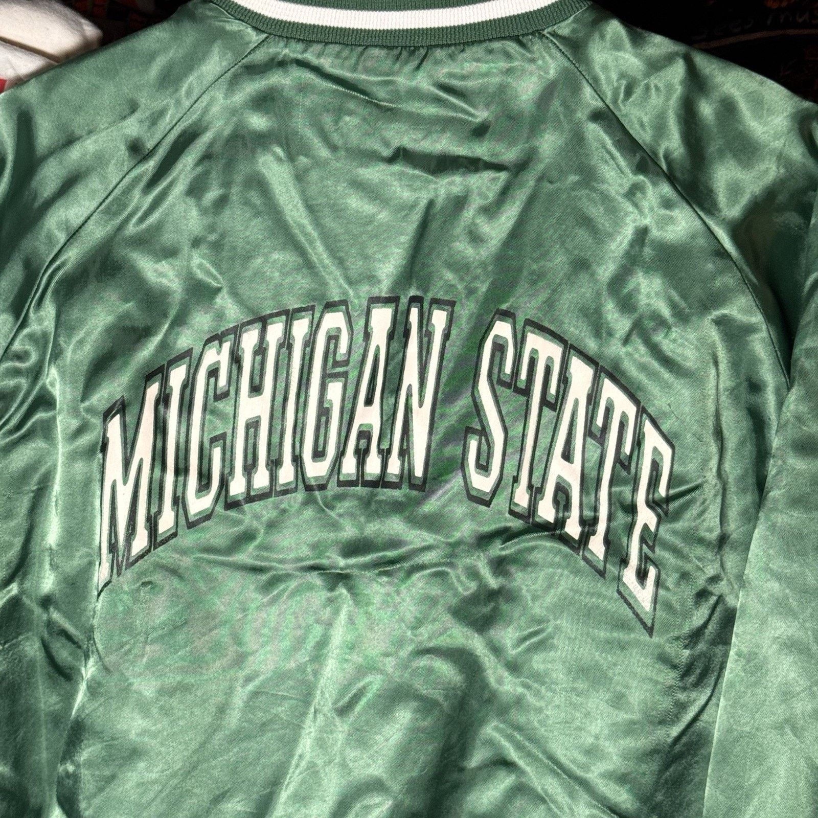 Chalk Line × Vintage VTG Chalkline Michigan St. Spartans Satin Bomber Jacket XL Size US XL / EU 56 / 4 - 3 Thumbnail