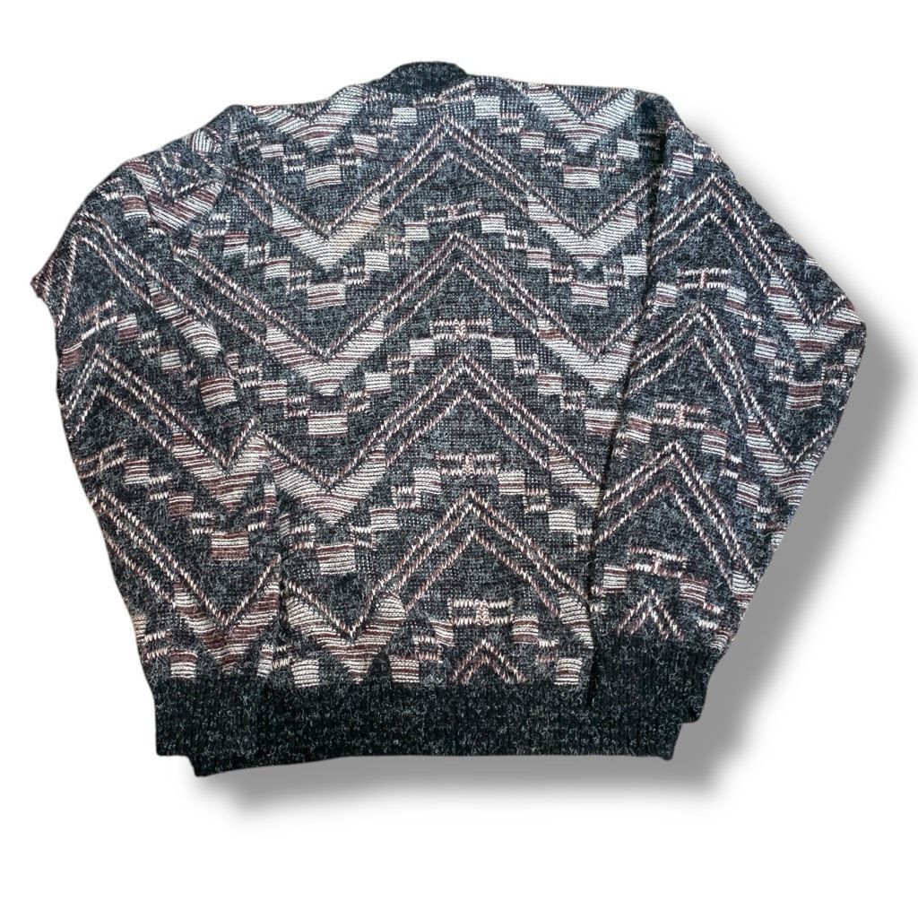 Vintage Vintage 80s Peconic Bay Cardigan Sweater Oversized Knit Geom Size US L / EU 52-54 / 3 - 5 Thumbnail