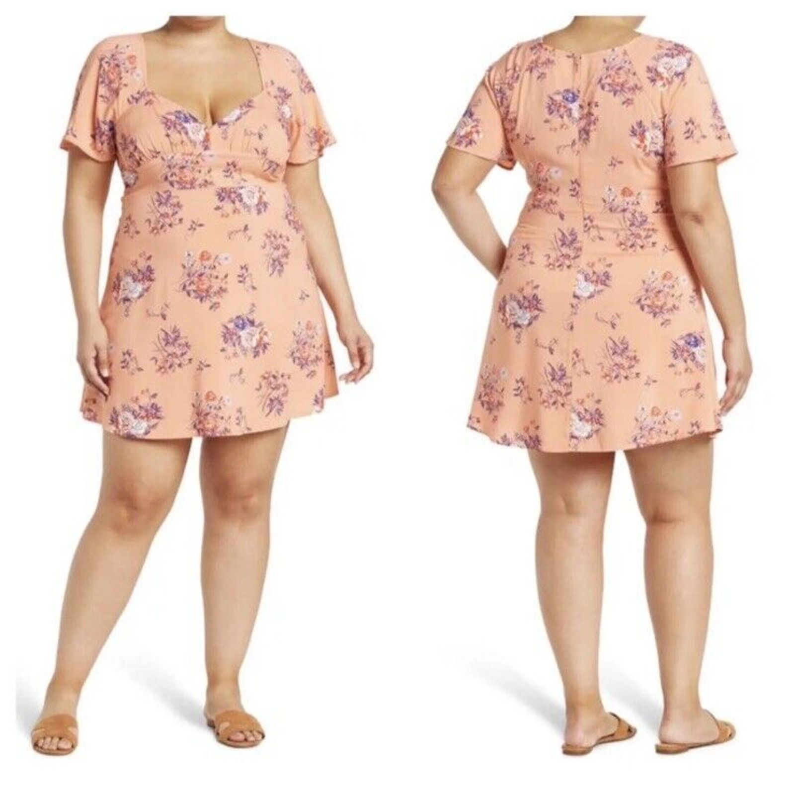 Nordstrom Abound Skater Dress Coral Aster Bouquet Pink Size XL / US 12-14 / IT 48-50 - 16 Thumbnail