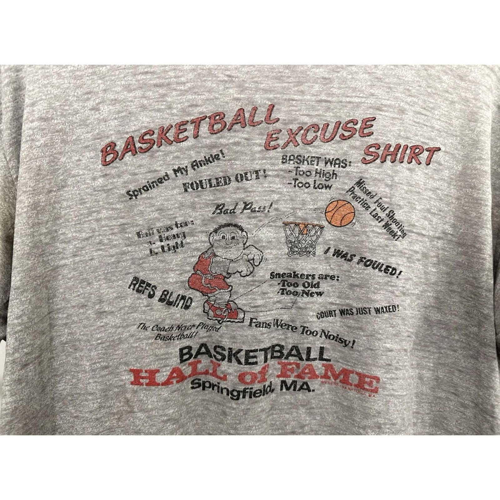 Frame VINTAGE 80s Basketball Hall Of Frame Excuses Paper Thin Burnout Worn T-Shirt XL Gray Nike Shirt Mens Size US XL / EU 56 / 4 - 3 Thumbnail