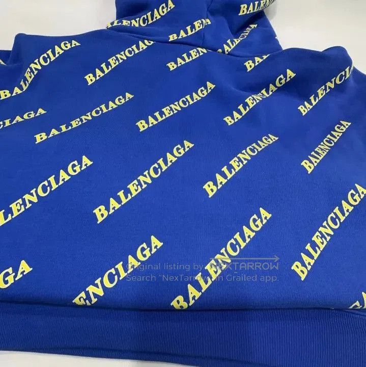 Balenciaga Balenciaga Blue Logo Hooded Sweatshirt. Size US XS / EU 42 / 0 - 7 Thumbnail