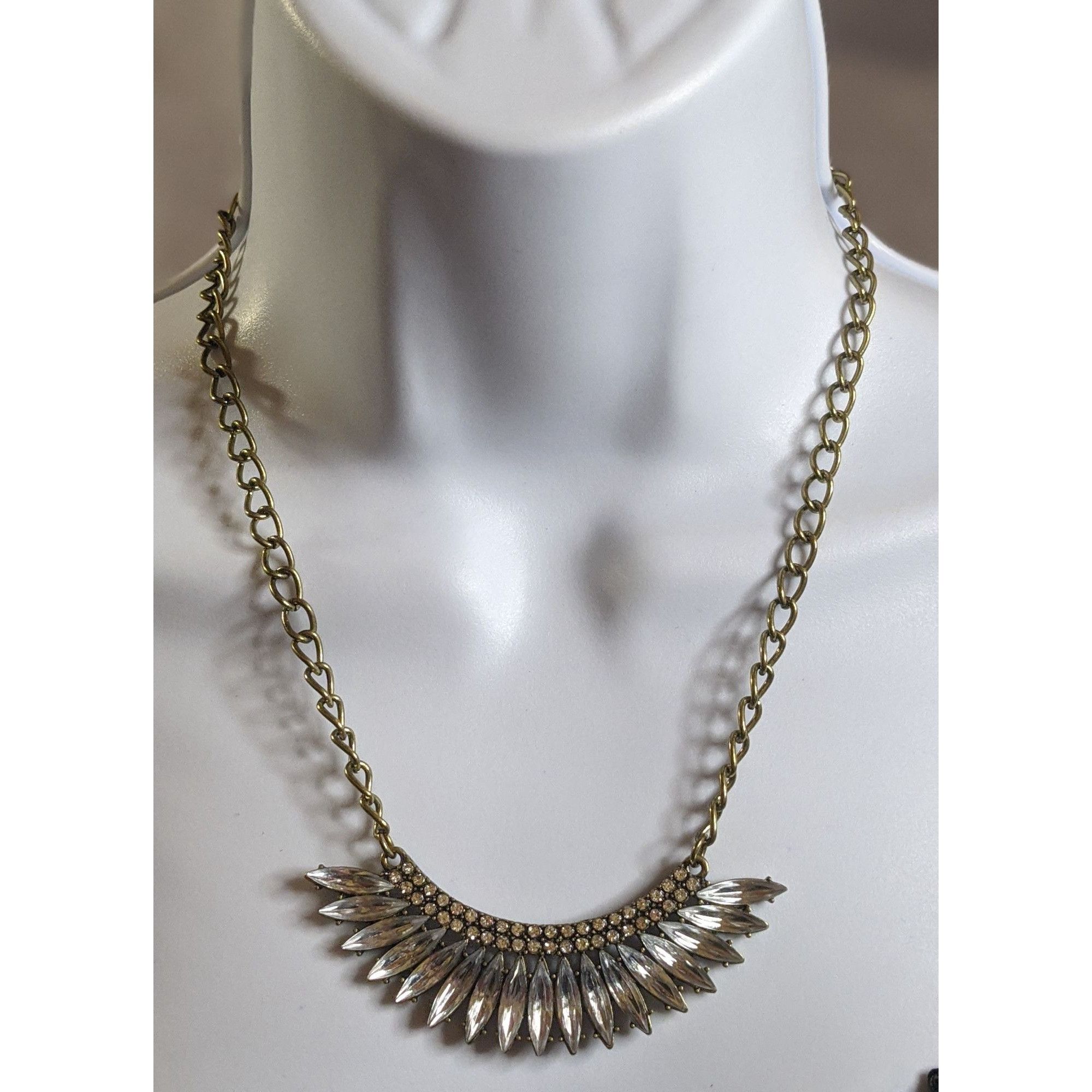 Other Vintage Art Deco Style Statement Necklace With Clear Rhinest Size ONE SIZE - 4 Thumbnail