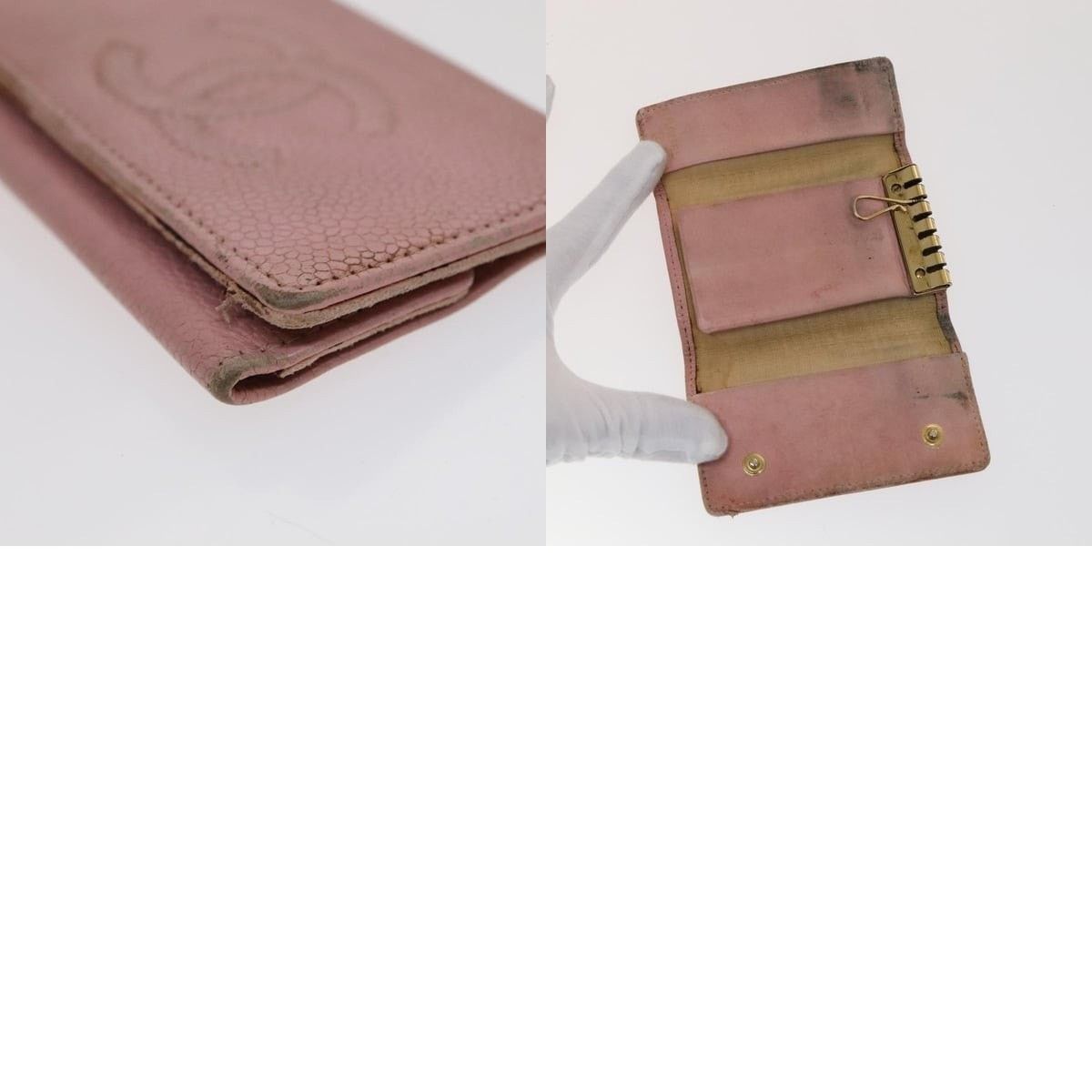 Chanel Chanel Key Case Wallet Caviar Skin Black Pink CC Size ONE SIZE - 6 Thumbnail