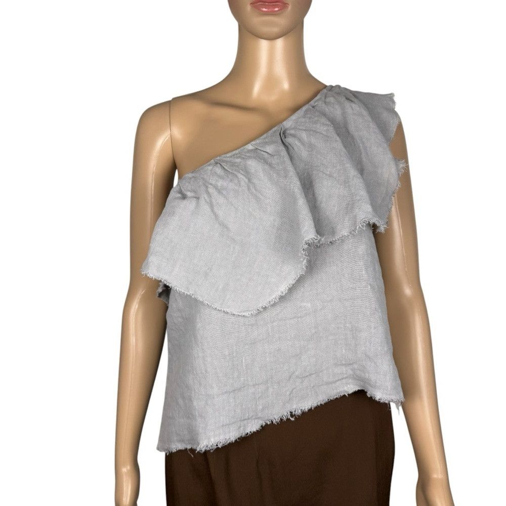 Zara New ZARA Asymmetrical Linen Grey Top SIze XS Size XS / US 0-2 / IT 36-38 - 3 Thumbnail