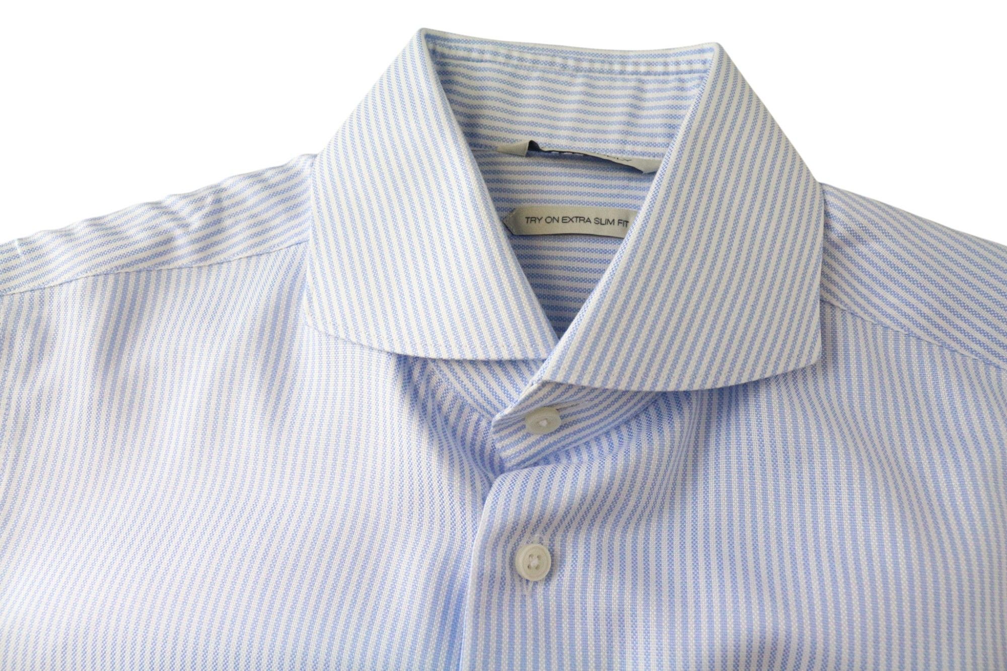 Suitsupply TRY ON XS 38/15 Blue Pinstripe Button Shirt 86600 Size 38R - 3 Thumbnail