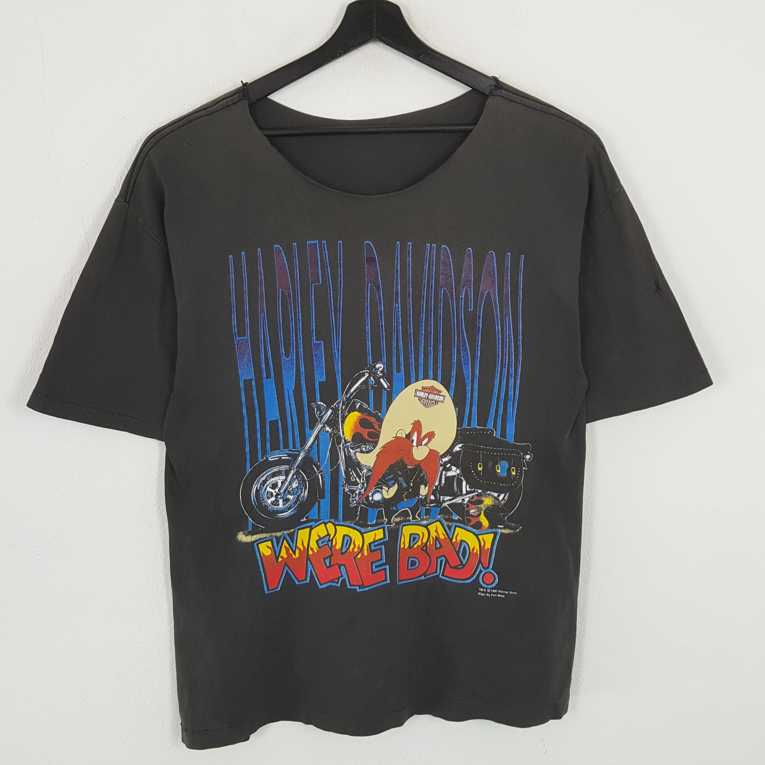 Harley Davidson × Vintage × Warner Bros HARLEY DAVIDSON X Warner Bros Distressed Vintage Tshirt Size US L / EU 52-54 / 3 - 1 Thumbnail