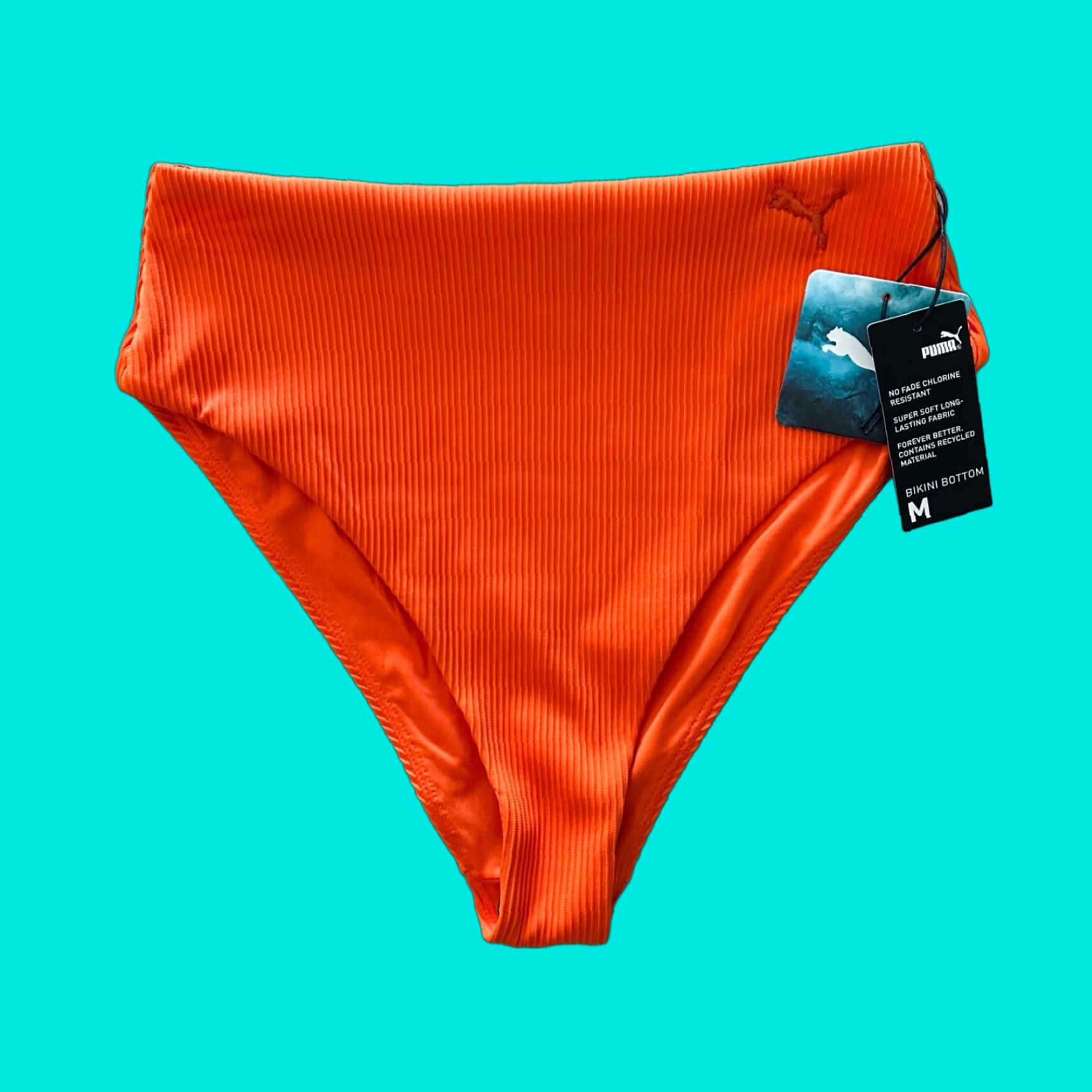 Puma PUMA Bikini Bottoms Womens Size M Orange High-Waisted Swim Bottoms Size 32" / US 10 / IT 46 - 1 Thumbnail