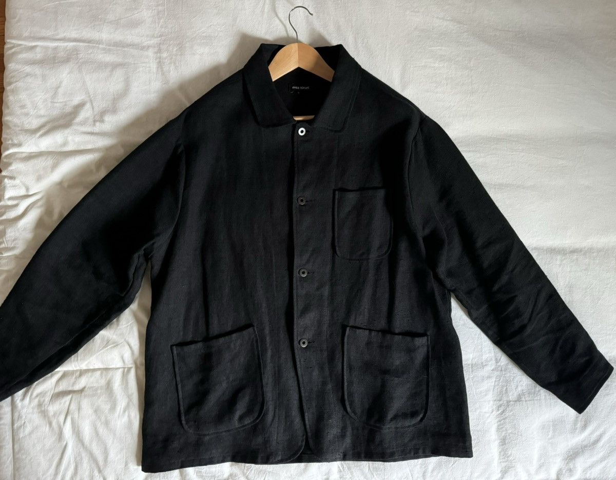 Evan Kinori Black three pocket butcher linen jacket Size US L / EU 52-54 / 3 - 4 Thumbnail