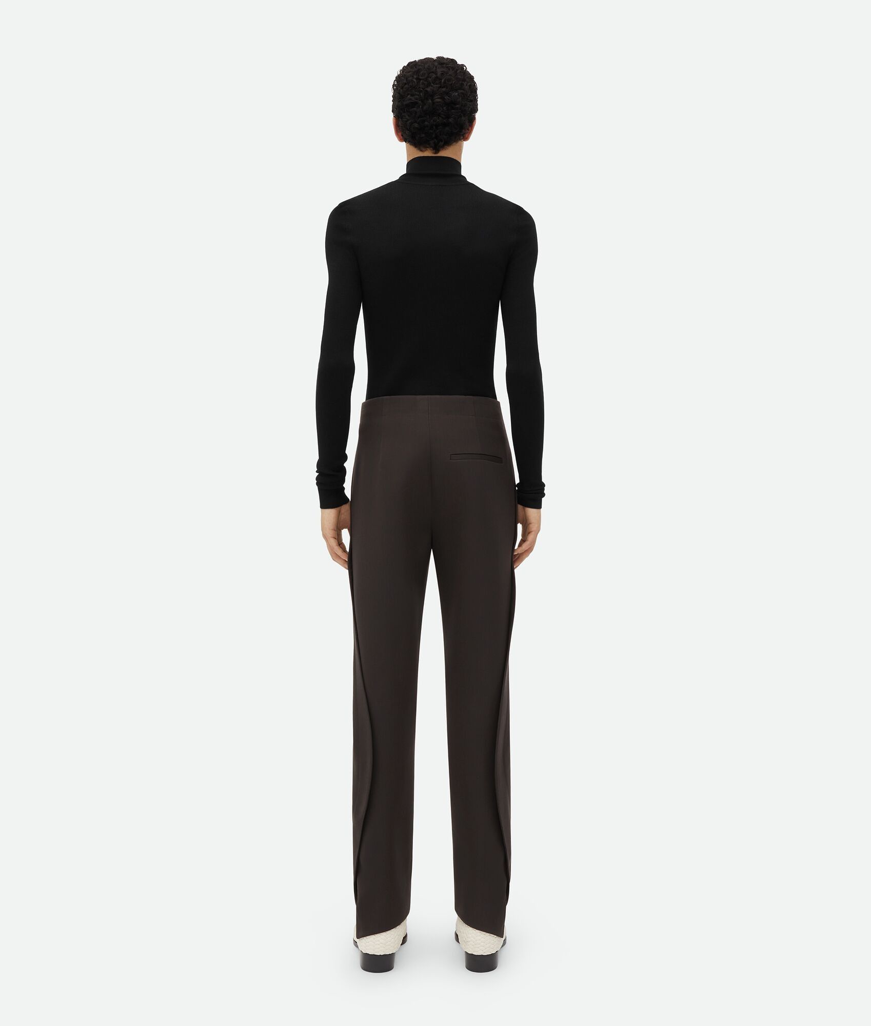 Bottega Veneta o1bcso1str0225 Curved Shape Wool Pant in Dark Brown Size US 28 / EU 44 - 3 Thumbnail