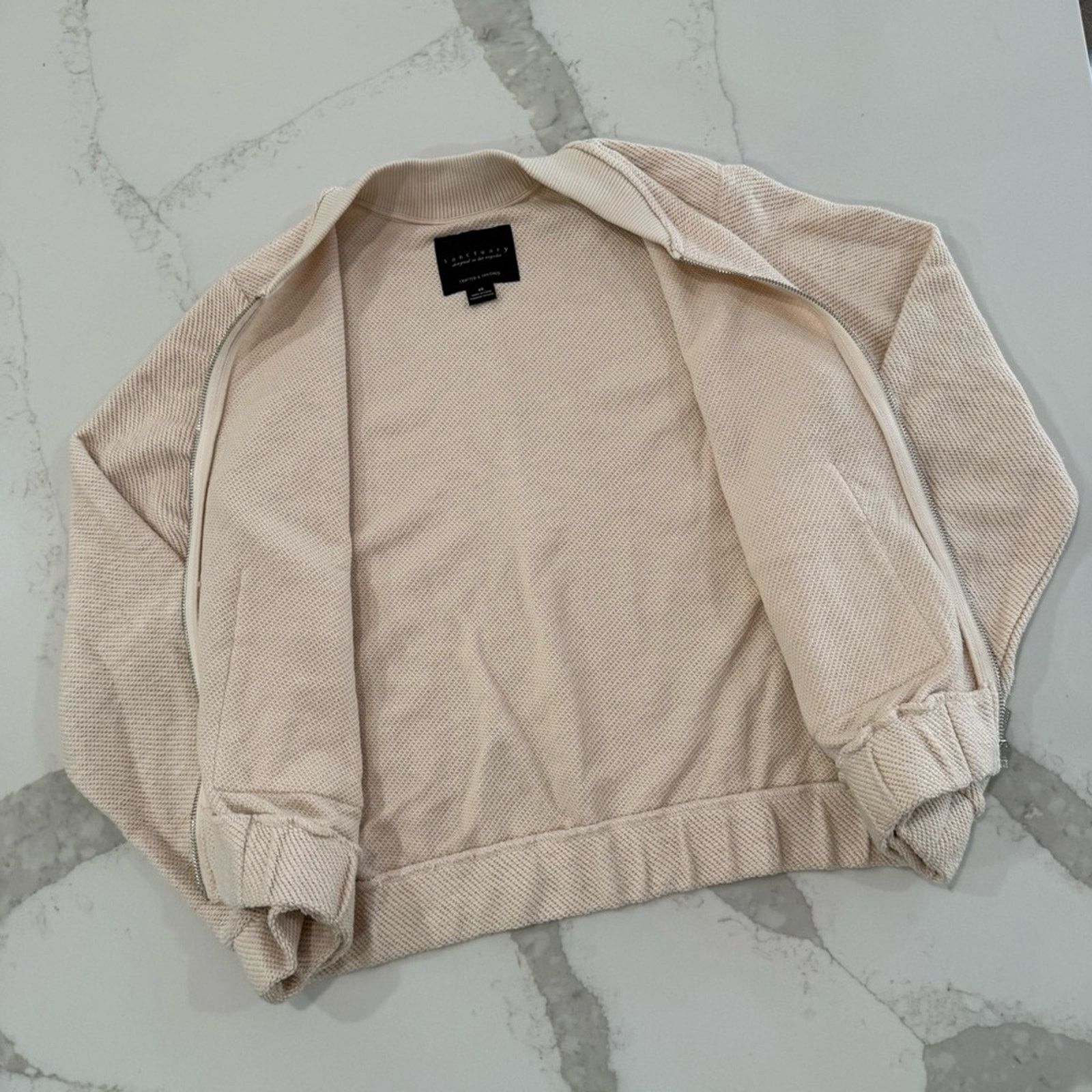 Sanctuary Sanctuary Casey Knit FullZip Bomber Jacket Womens XS Oatmeal Size XS / US 0-2 / IT 36-38 - 5 Thumbnail