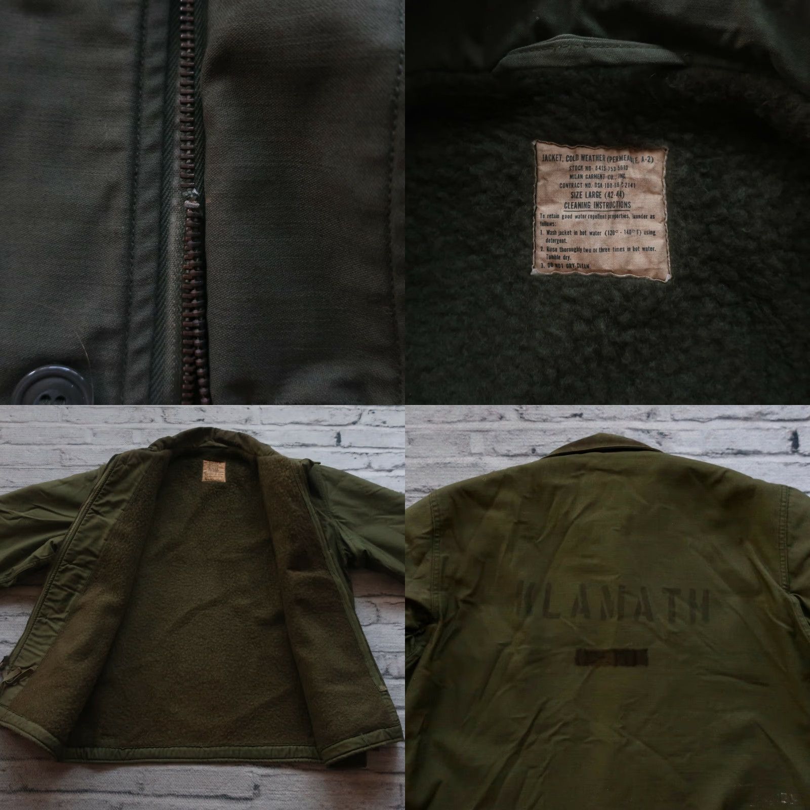 Vintage VINTAGE US Navy USN A-2 Deck Jacket Men Large Green Navy Jacket Deck A-2 Size US L / EU 52-54 / 3 - 8 Thumbnail