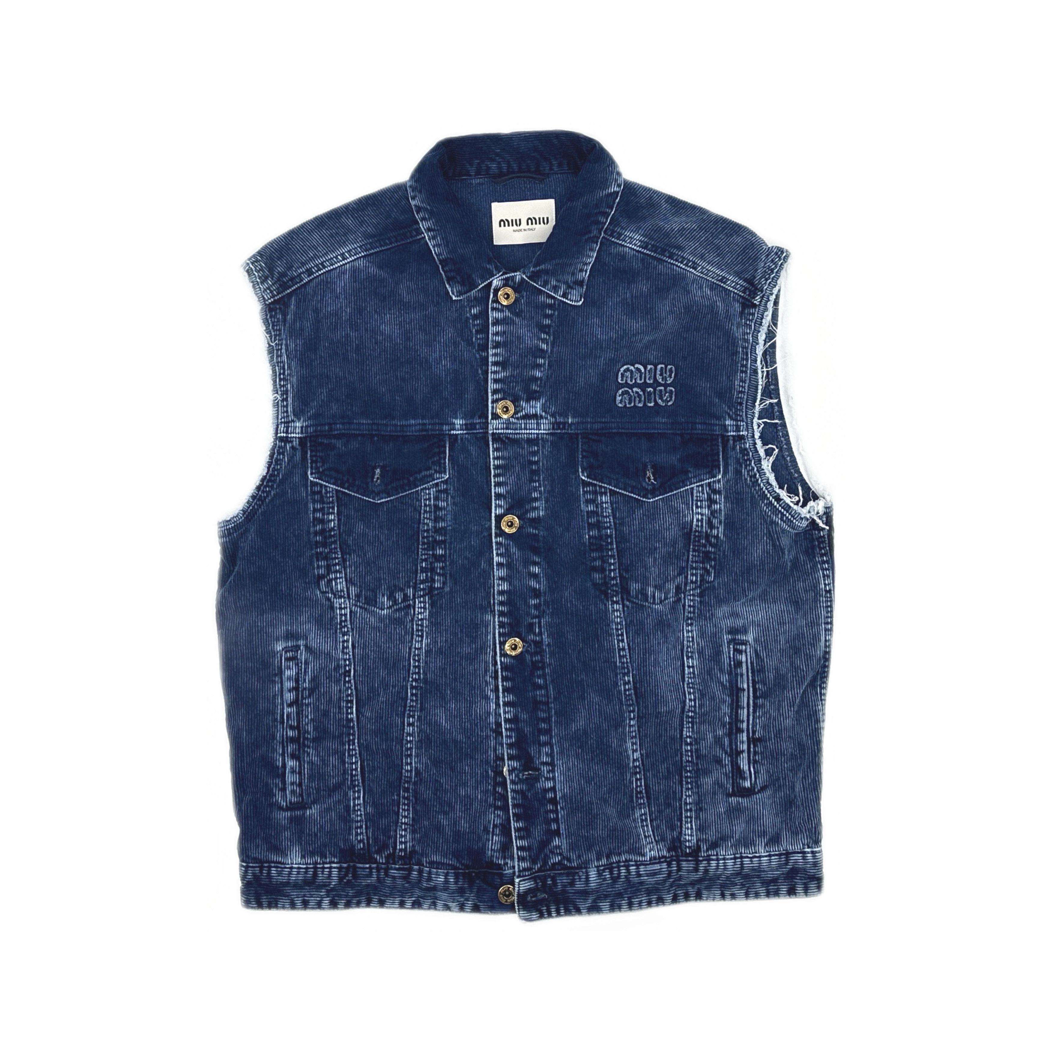 Miu Miu Miu Miu Corduroy Vest Blue Size 36 Size XS / US 0-2 / IT 36-38 - 1 Thumbnail