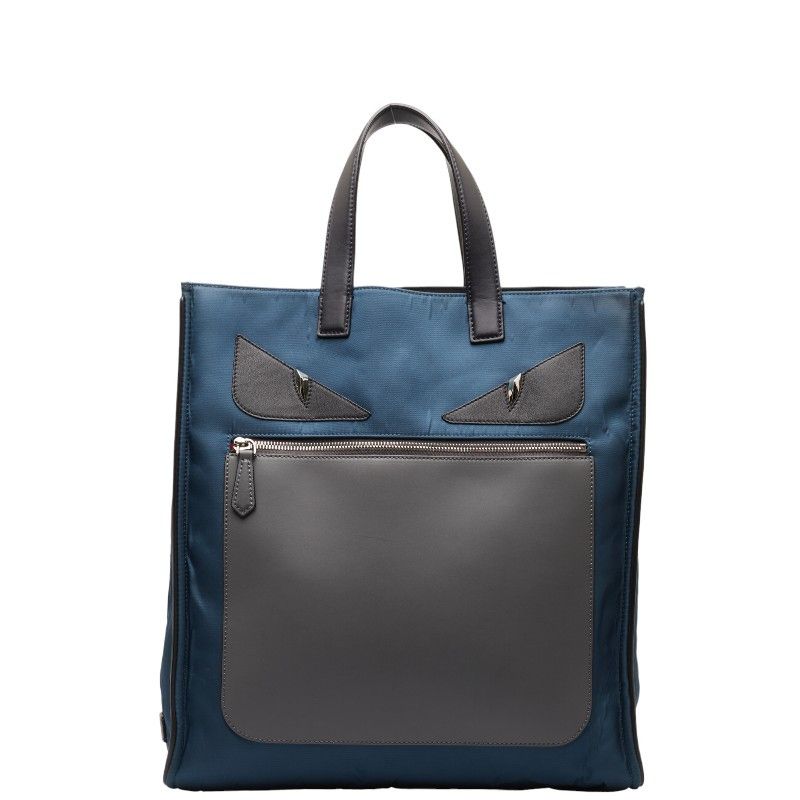 image of Fendi Nylon Monster Tote Bag in Blue, Women's