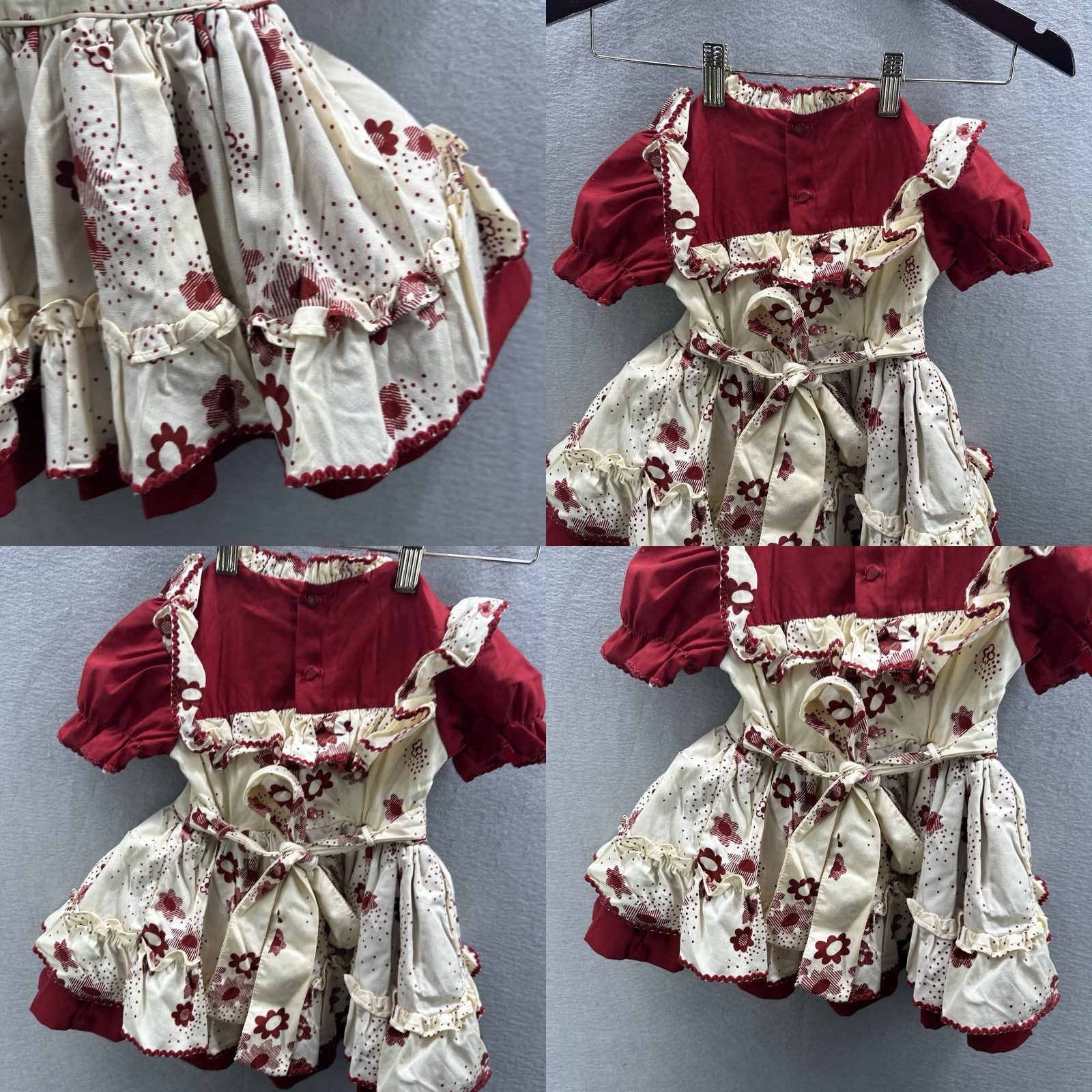 Vintage VINTAGE Martha's Miniatures Dress Shirt Girls 3-4T Red 1980s Cottagecore Pageant Twirl Miniatures Size ONE SIZE - 8 Thumbnail