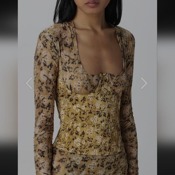 KNWLS Knwls Scythe Corset Yellow Wallflower Floral Sheer Top - S Size S / US 4 / IT 40 - 9 Thumbnail