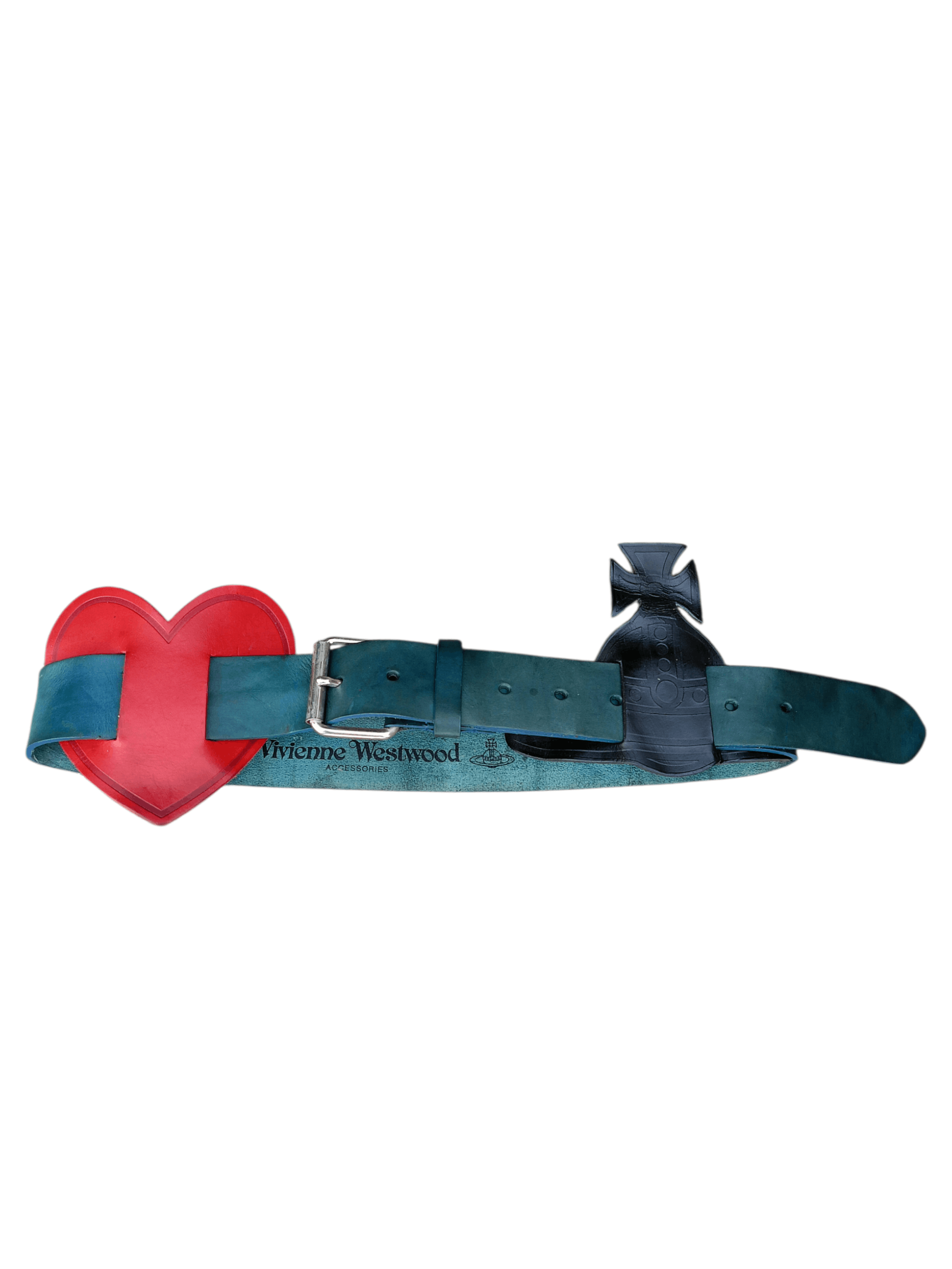 Vivienne Westwood VIVIENNE WESTWOOD HEARTS&ORB BIG PATCHES LEATHER BELT Size 32 - 1 Thumbnail