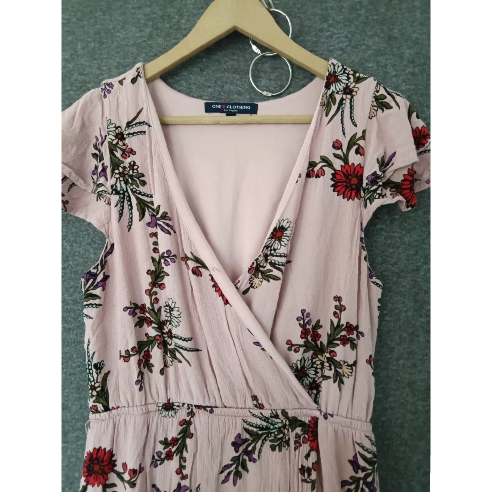 Acme Clothing One Clothing Multicolor Maxi Floral Dress L V-Neck Elastic Waist Flutter Sleeve Short Sleeve - Women - Casual Party/Cocktail Dress Size L / US 10 / IT 46 - 3 Thumbnail